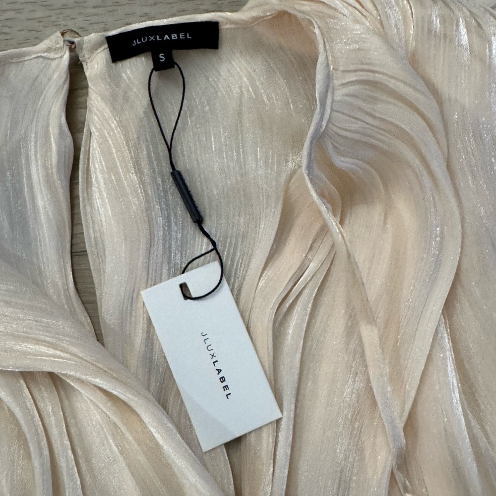 NTW JLUXLABEL CREAM PURE GLOW DRAPED MINI DRESS - SIZE SMALL - Picture 4 of 4
